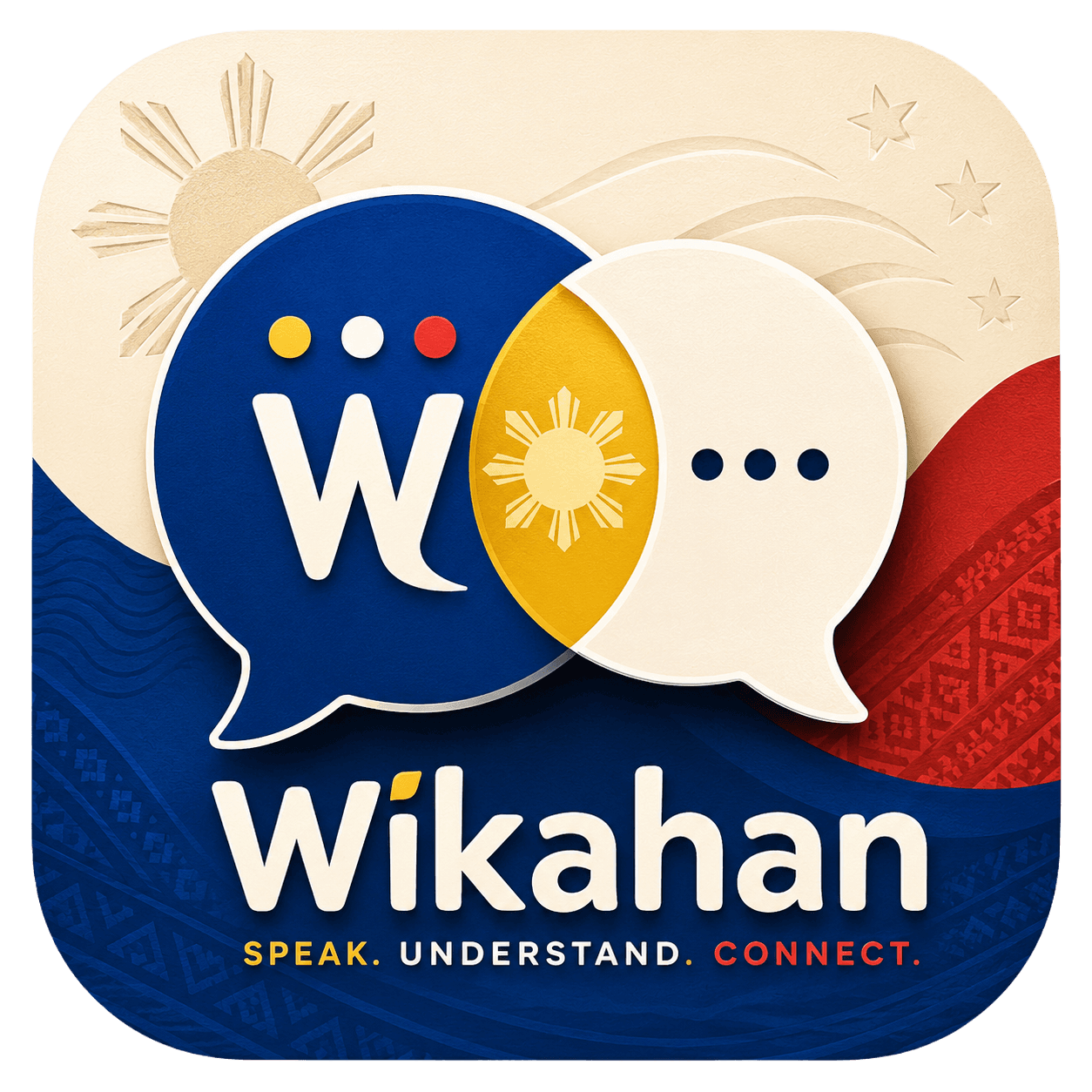 Two speech bubbles representing translation across Philippine languages